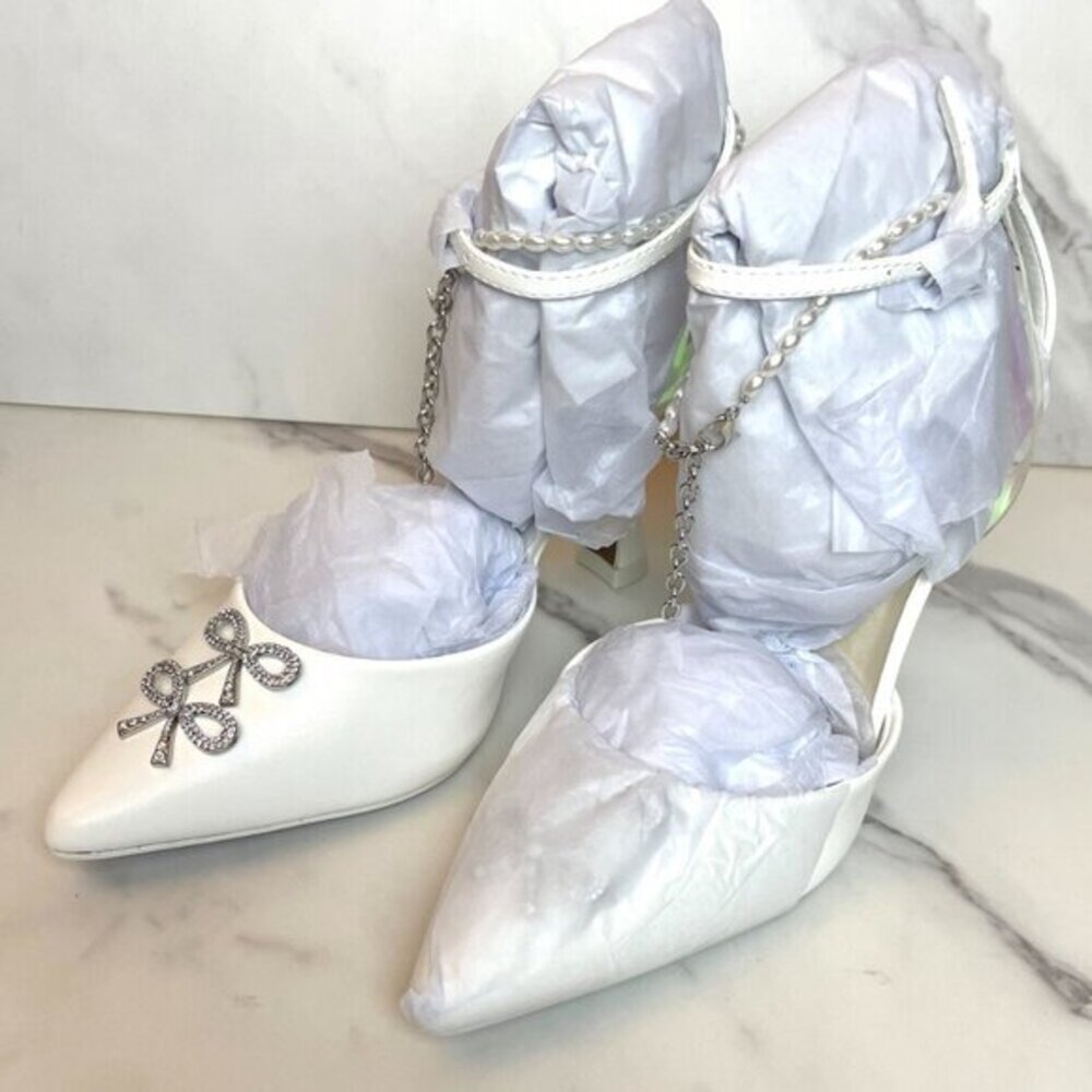 Call It Spring Silver Crystal Embellished Pointed Toe Sparkling Pump 6 - Picture 5 of 8